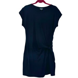 Nicole Miller Womens Black Front Tie  T-Shirt Dress Minimalist Casual Everyday M